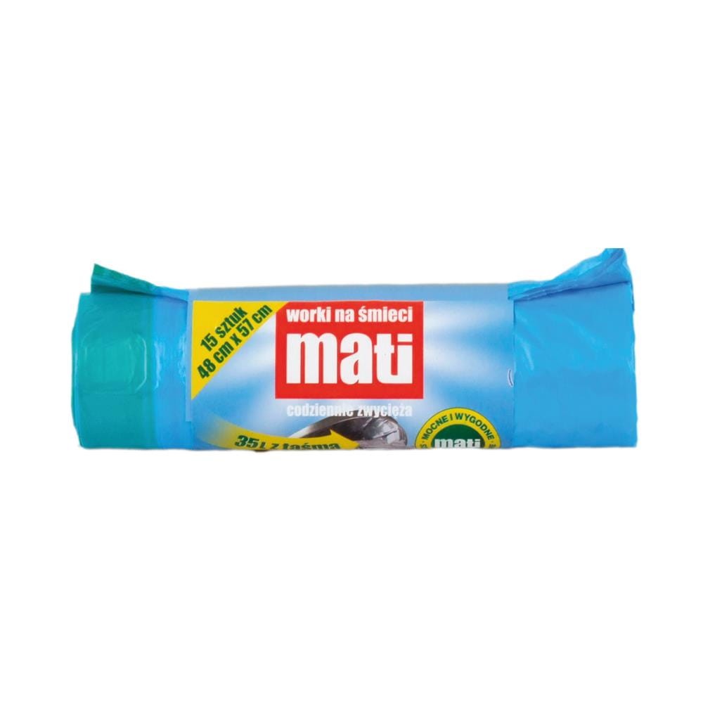 190563 MATI WORKI NA ŚMIECI  35L 15 SZT. NIEBIESKIE Z TAŚMĄ 5907458305181
