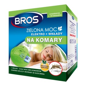 BROS APARAT ELEKTRYCZNY NA KOMARY +10 PŁYTEK ZIELONA MOC