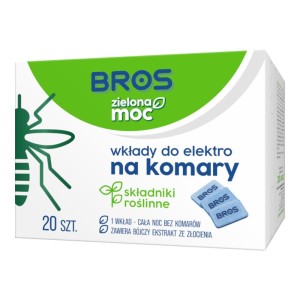 BROS ZAPAS DO APARATU ELEKTRYCZNEGO NA KOMARY 20 PŁYTEK ZIELONA MOC