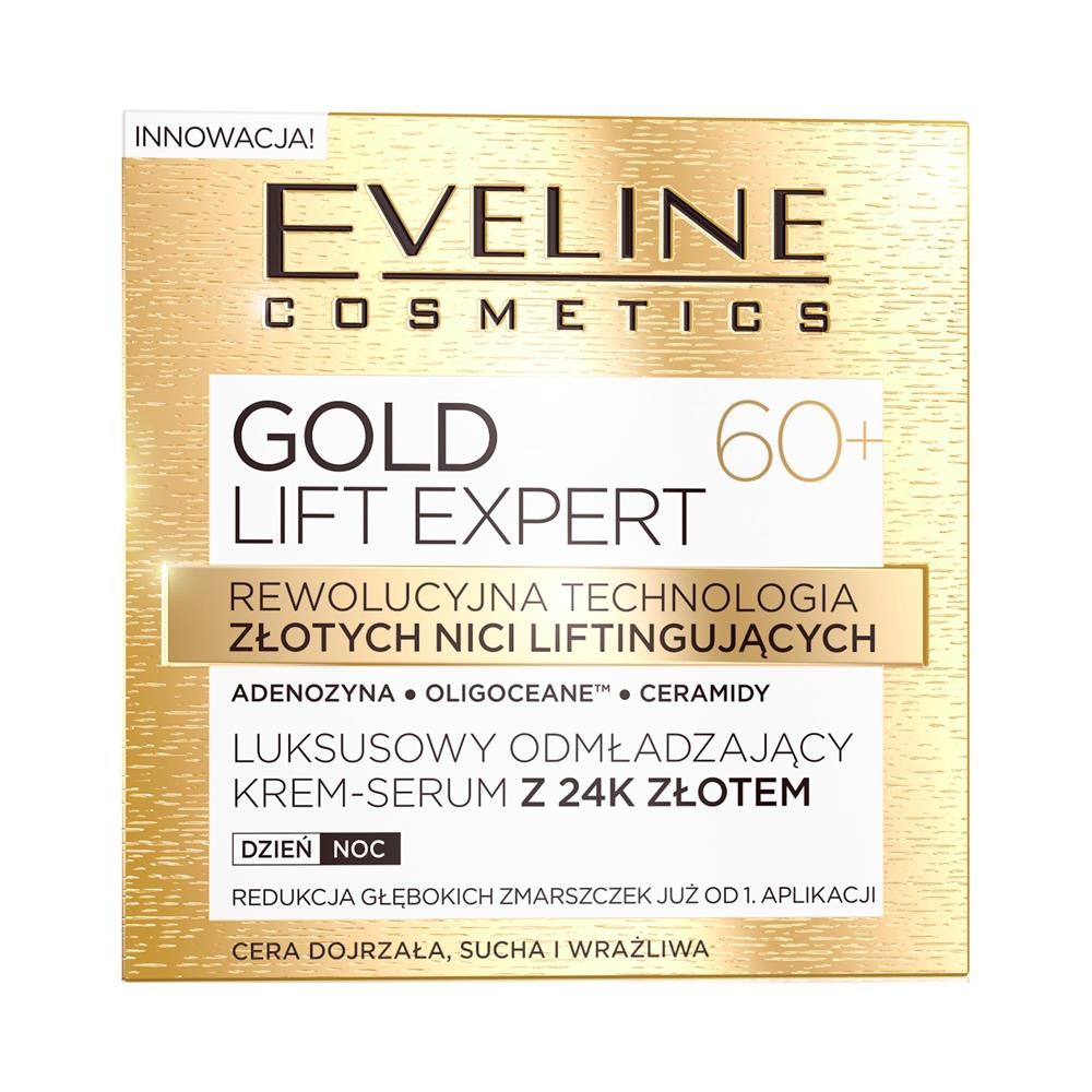 208931 EVELINE GOLD LIFT EXPERT 60+ KREM-SERUM DO TWARZY 50ML DZIEŃ ODMŁADZAJĄCY 5901761941951
