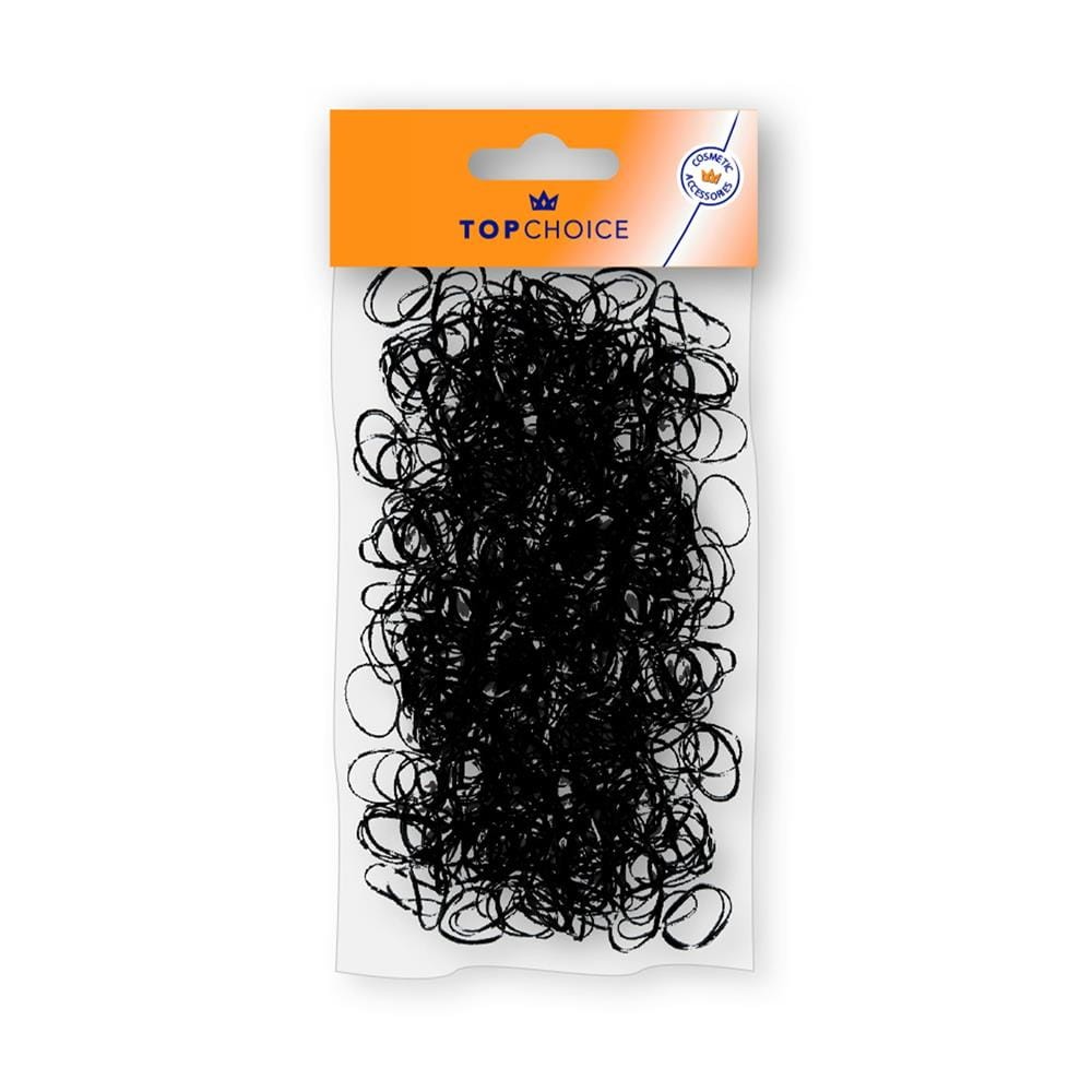 223655 TOP CHOICE GUMKA DO WŁOSÓW SILIKON 500 SZT. CZARNA 22722 5905710022722