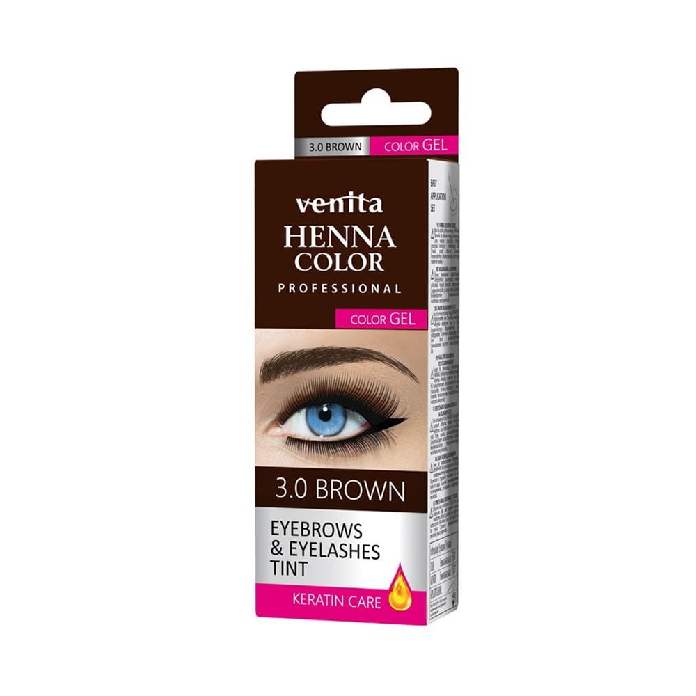 227077 VENITA PROFESSIONAL HENNA DO BRWI I RZĘS EYEBROW&amp;EYELASH TINT GEL 1.0 BLACK. KOLOR CZARNA. 5902101518895