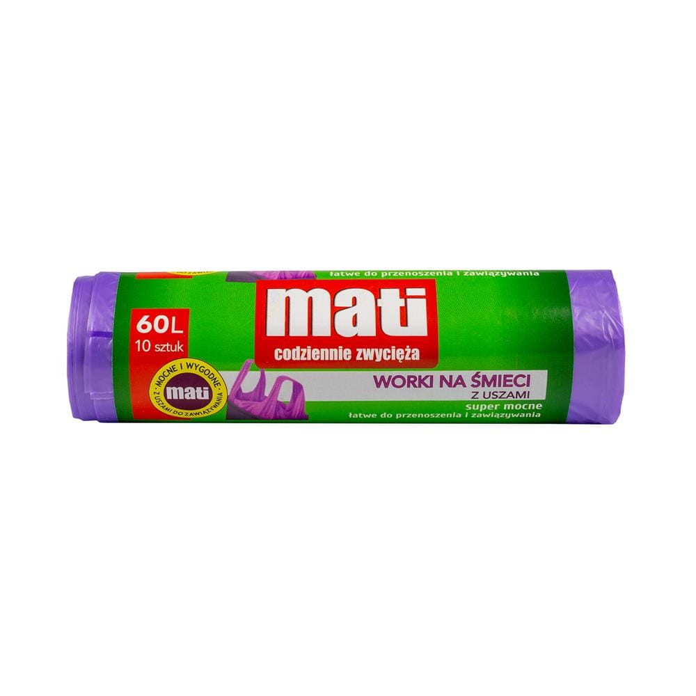 227471 MATI WORKI NA ŚMIECI  60L 10 SZT. FIOLETOWE USZATKI 5902802560346