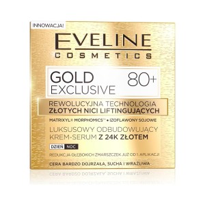 227616 EVELINE GOLD LIFT EXPERT 80+ KREM-SERUM DO TWARZY 50ML DZIEŃ/NOC ODBUDOWUJĄCY 5901761975574