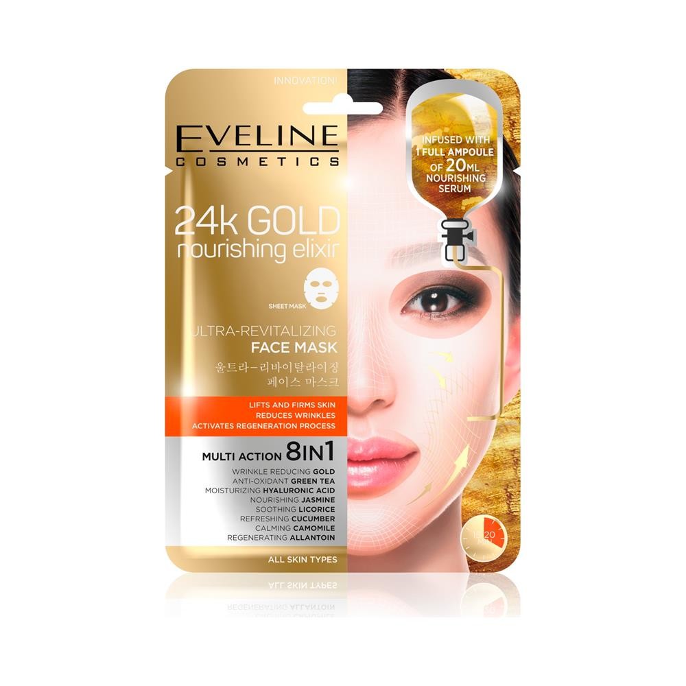 229853 EVELINE MASECZKA DO TWARZY W PŁACIE 24K GOLD NOURISHING ELIXIR 5901761968194