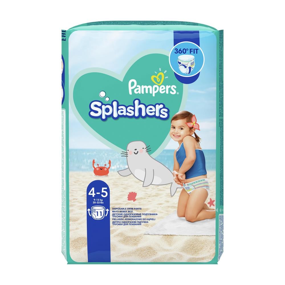 239834 PAMPERS PIELUCHOMAJTKI SPLASHERS 4-5 9-15KG 11 SZT. 8001090698384