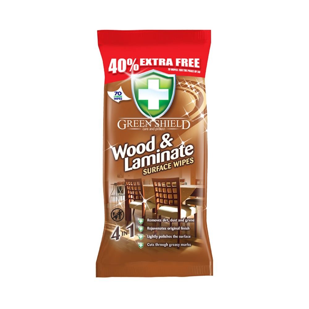 244167 GREEN SHIELD CHUSTECZKI NAWILŻANE DO CZYSZCZENIA DREWNA I LAMINATÓW 70 SZT. 5060110225330
