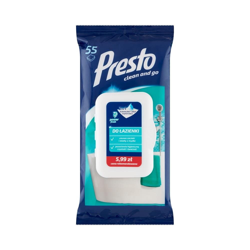 245782 PRESTO ŚCIERECZKI NAWILŻANE  55 SZT. DO ŁAZIENKI 5900095028734