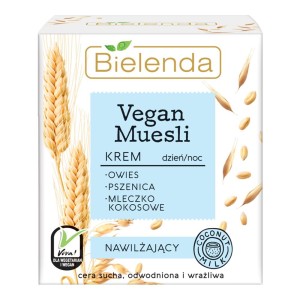 247093 BIELENDA VEGAN MUESLI KREM DO TWARZY 50ML NAWILŻAJĄCY OWIES+PSZENICA+ML.KOKOSOWE 5902169037802