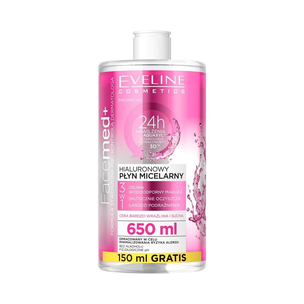 247523 EVELINE FACEMED PŁYN MICELARNY 650ML 3W1 HIALURONOWY 5901761983975