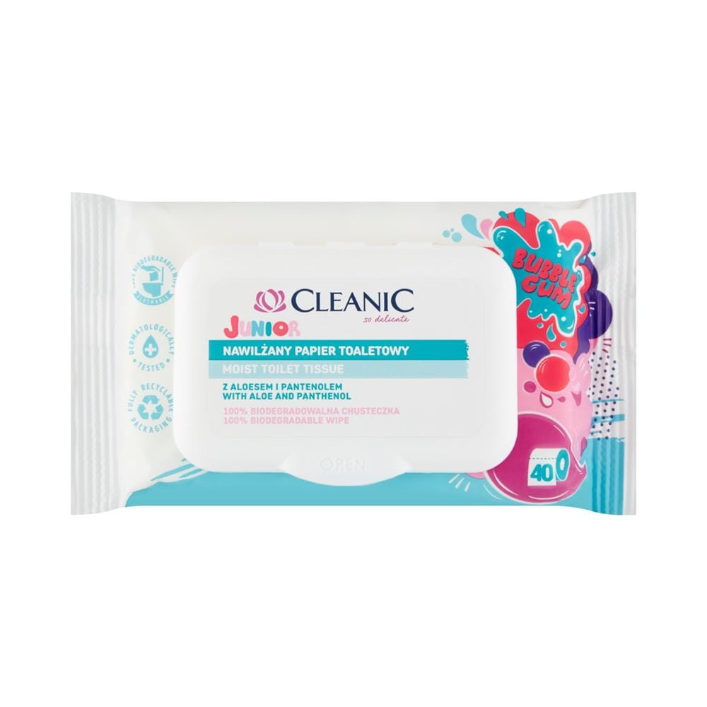 250575 CLEANIC PAPIER TOALETOWY NAWILŻANY 40 SZT. JUNIOR ALOES I PANTENOL 5900095029151