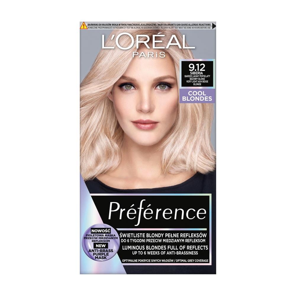 256504 PREFERENCE FARBA KOLORYZUJĄCA 9.12 SIBERIA BARDZO JASNY POPIELATY BEŻOWY BLOND 3600523949236