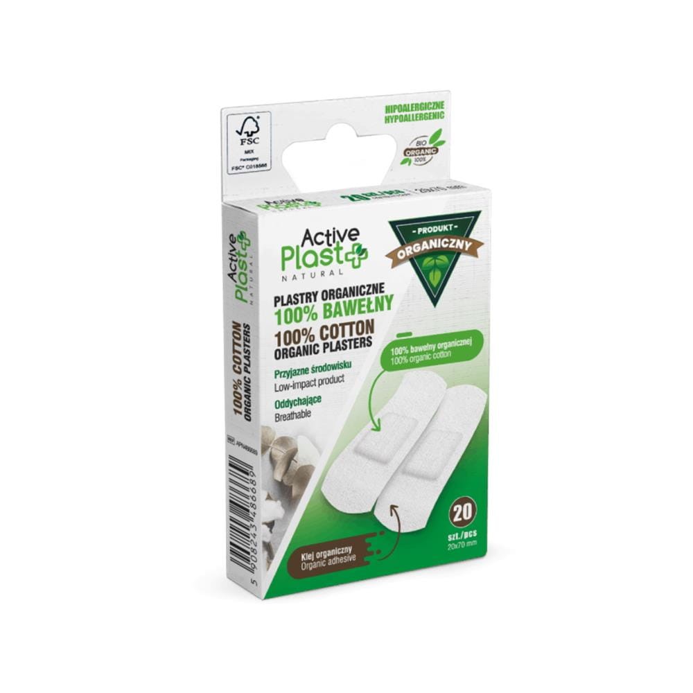 263722 ACTIVE PLAST PLASTRY OPATRUNKOWE 100% BAWEŁNY 2CMX7CM 20 SZT. 5908243486689