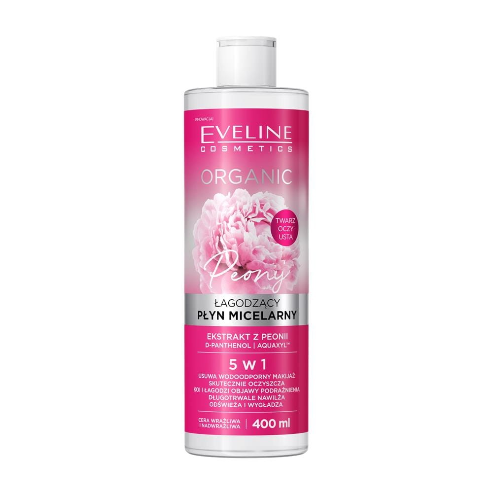 264458 EVELINE ORGANIC PŁYN MICELARNY 400ML PEONY ŁAGODZĄCY CERA WRAŻLIWA I NADWRAŻLIWA 5903416033318