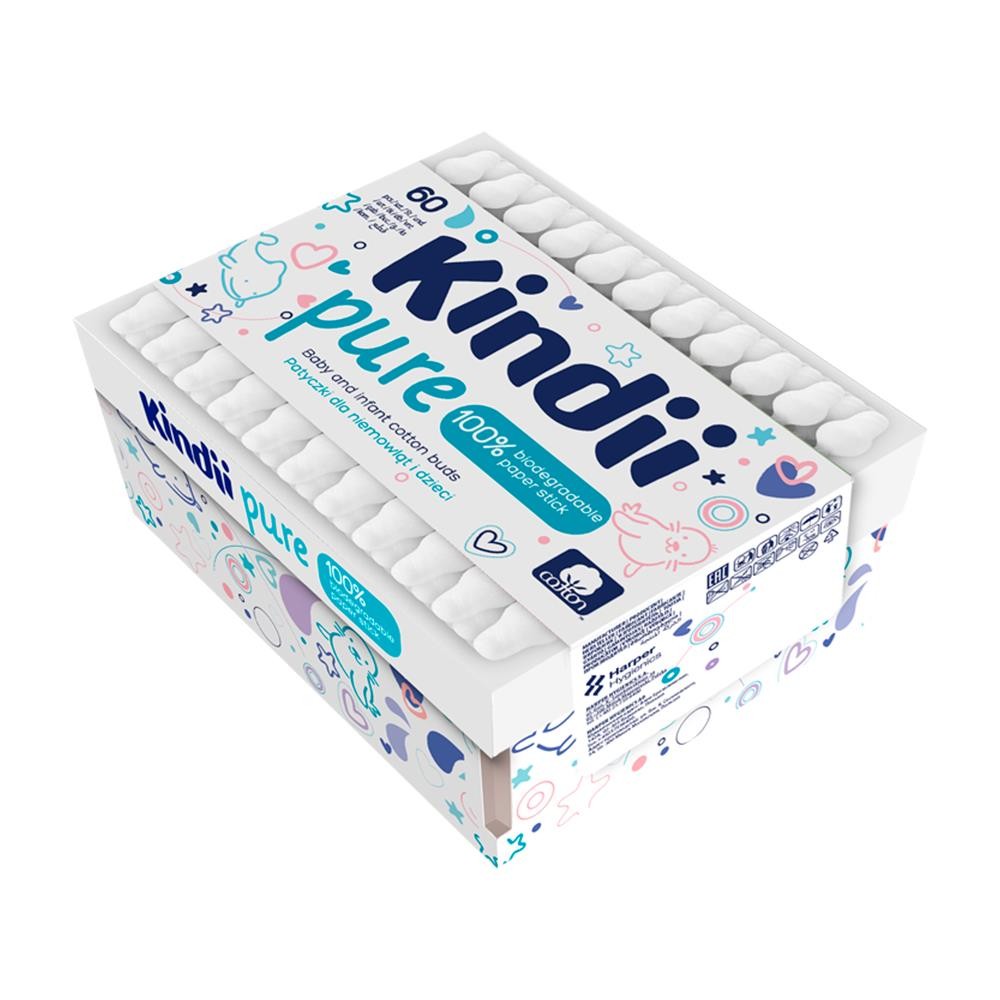 265032 KINDII PATYCZKI KOSMETYCZNE W PUDEŁKU PAPIEROWYM 60 SZT. PURE 5900095030980