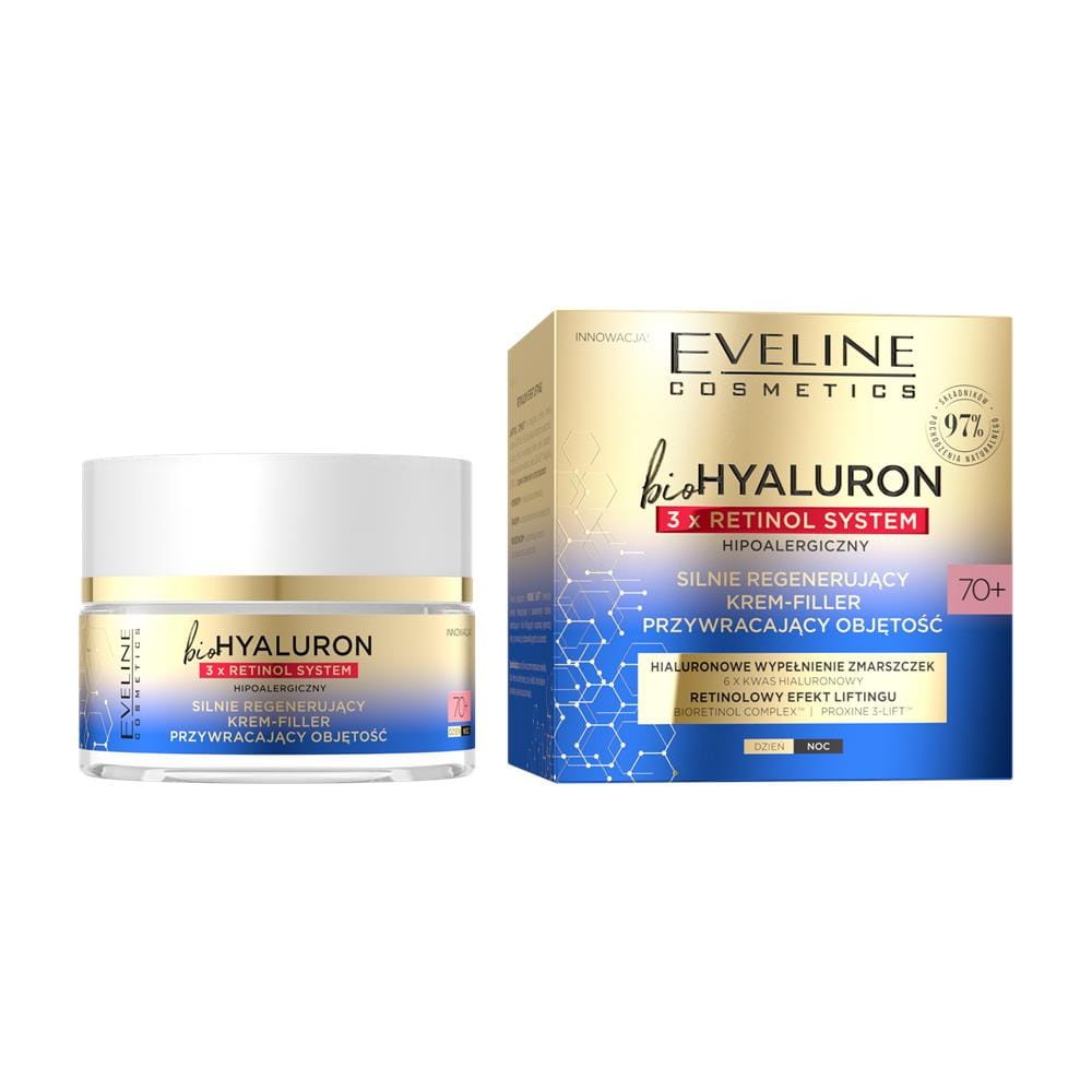 265650 EVELINE BIO HYALURON 3XRETINOL 70+ KREM DO TWARZY 50ML SILNIE REGENERUJĄCY PRZYWRACAJĄCY OBJ 5903416026082