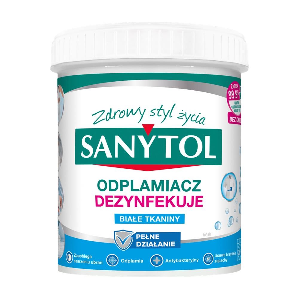 267033 SANYTOL DEZYNFEKCJA ODPLAMIACZ W PROSZKU 450G DO TKANIN BIAŁYCH 3045206382601