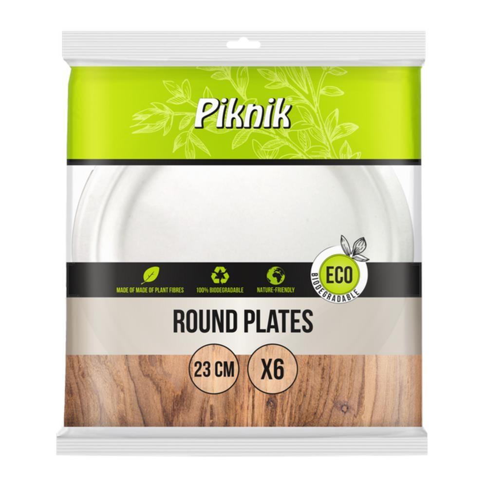 272632 PIKNIK ECO TALERZ OKRĄGŁY 6 SZT. TRZCINA 23CM 5902365040873