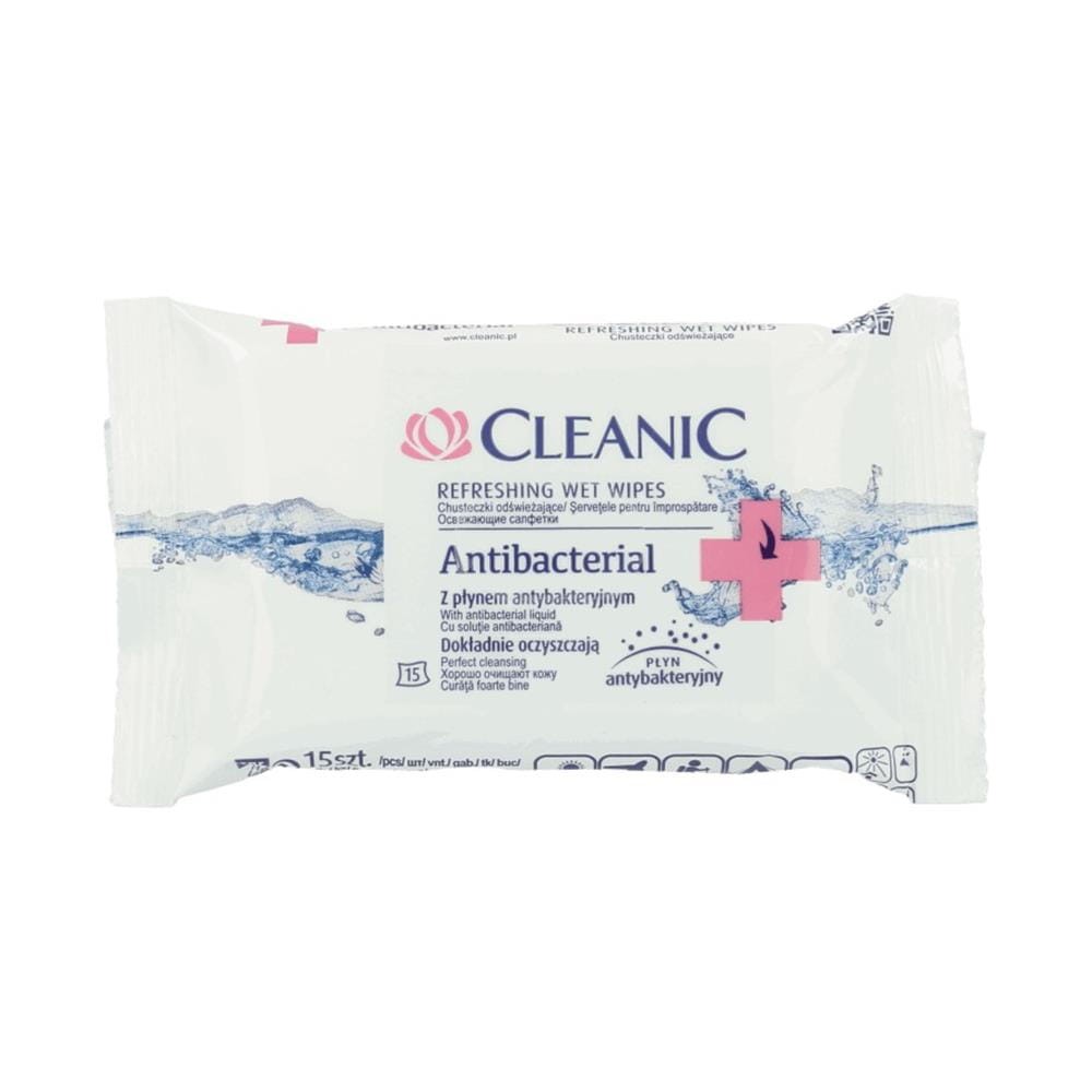 273732 CLEANIC CHUSTECZKI NAWILŻANE 15 SZT. DEZYNFEKUJĄCE DO RĄK I POWIERZCHNI 5900095031000
