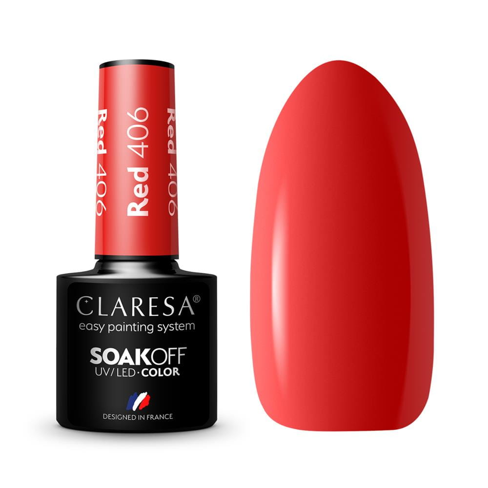275108 CLARESA LAKIER DO PAZNOKCI HYBRID RED 406 5902846077213