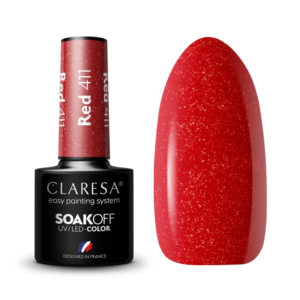 275110 CLARESA LAKIER DO PAZNOKCI HYBRID RED 411 5902846077220