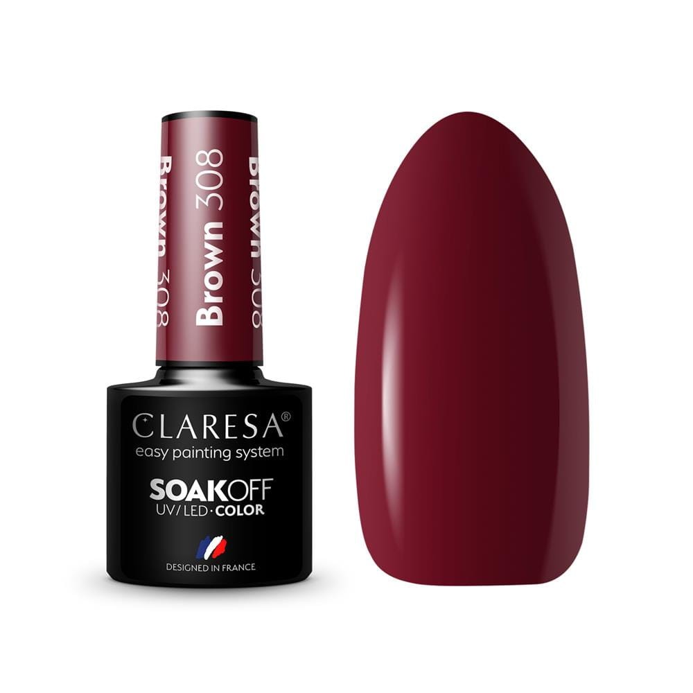 275212 CLARESA LAKIER DO PAZNOKCI HYBRID BROWN 308 5902846077886