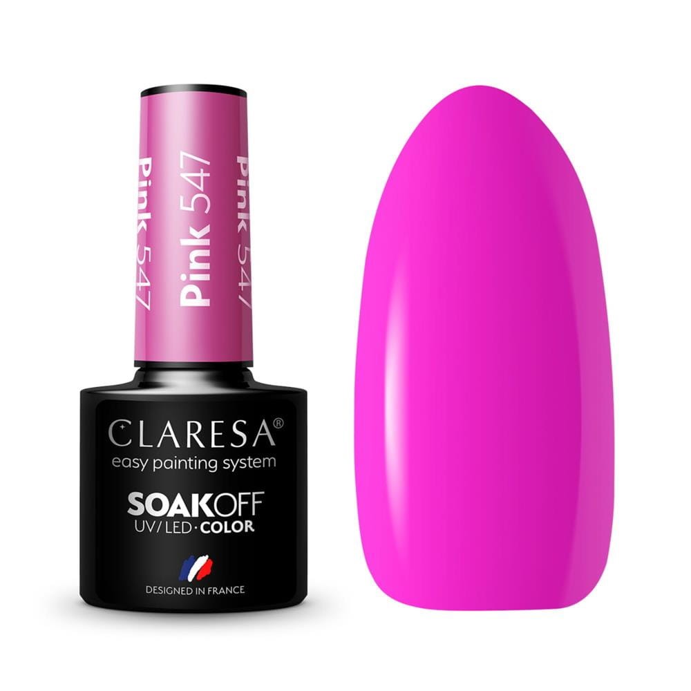 275402 CLARESA LAKIER DO PAZNOKCI HYBRID PINK 547 5902846078647