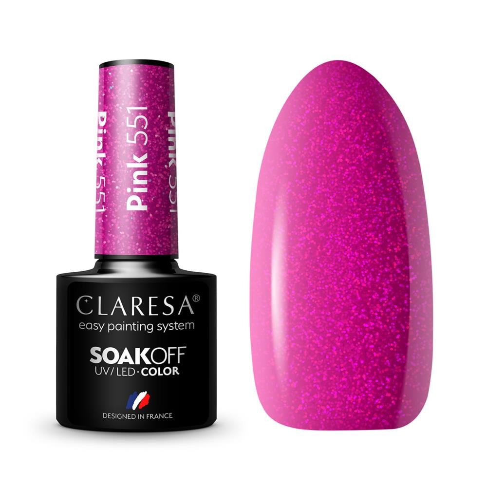 275405 CLARESA LAKIER DO PAZNOKCI HYBRID PINK 551 5902846078685