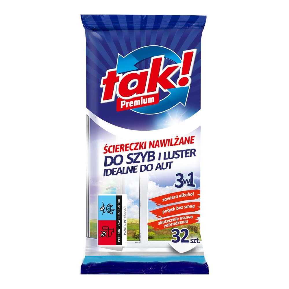 281687 TAK ŚCIERECZKI NAWILŻANE 32 SZT. SZYBY I LUSTRA 3W1 5903968221652