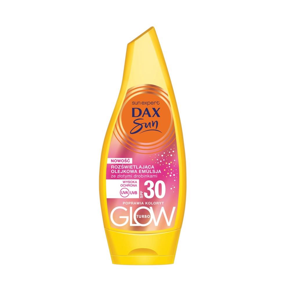 283674 DAX SUN OLEJKOWA EMULSJA DO OPALANIA 175ML SPF 30 ROZŚWIETLAJĄCA ZE ZŁOTYMI DROBINKAMI 5900525082510
