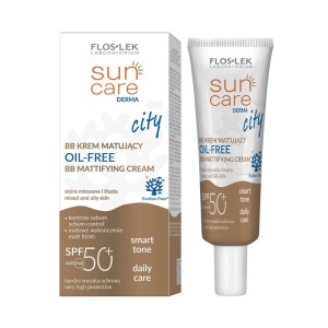 FLOS-LEK SUN CARE DERMA CITY KREM DO OPALANIA TWARZY 30ML SPF50+ BB MATUJĄCY MIESZANA,TŁUSTA
