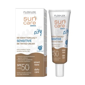 FLOS-LEK SUN CARE DERMA CITY KREM DO OPALANIA TWARZY 30ML SPF50+ BB TONUJĄCY WRAŻLIWA,SUCHA