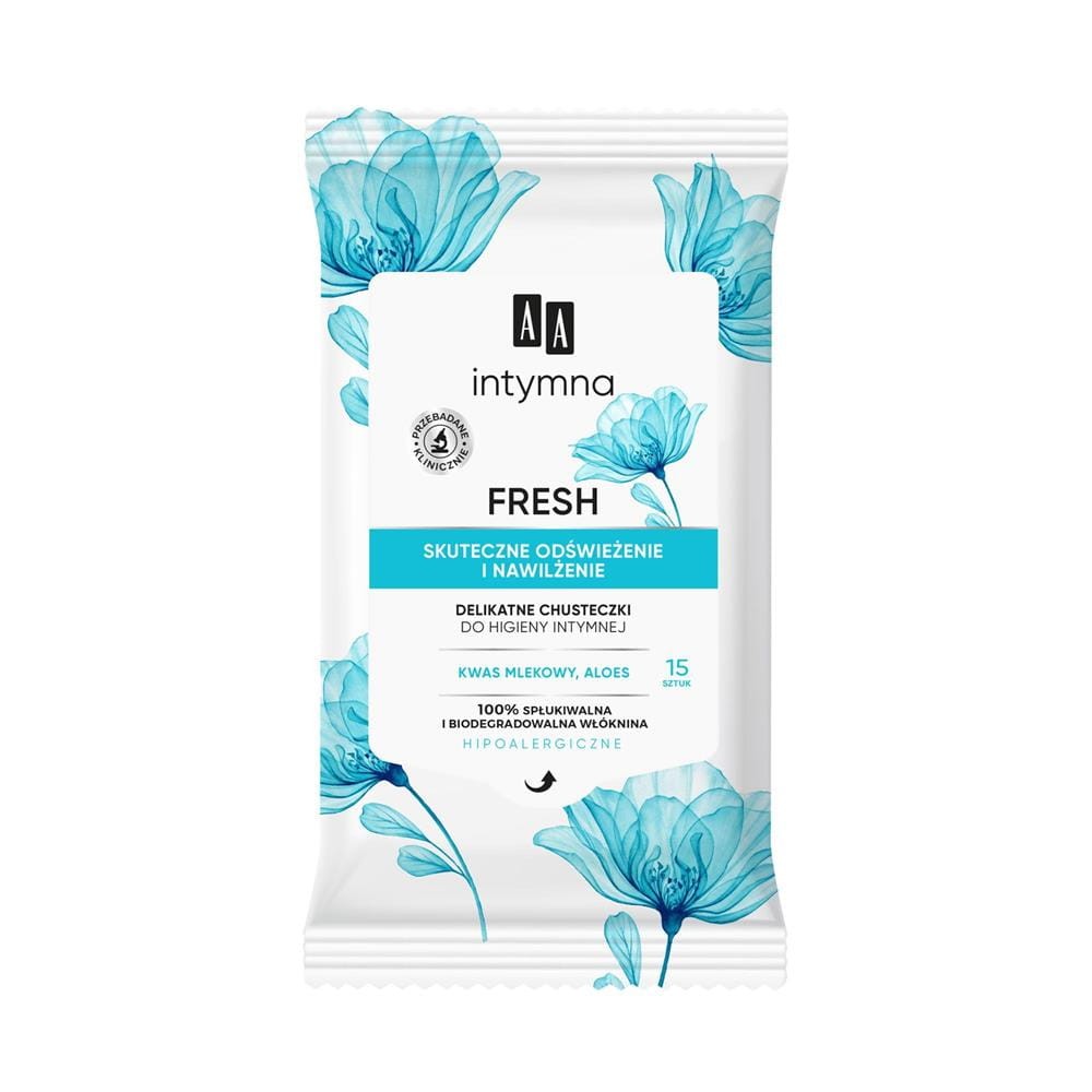 282116 AA CHUSTECZKI DO HIGIENY INTYMNEJ 15 SZT. FRESH SKUTECZNE ODŚWIEŻENIE I NAWILŻENIE 5900116087030