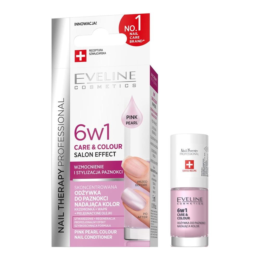 284761 EVELINE NAIL THERAPY ODŻYWKA DO PAZNOKCI 6W1 CARE &amp; COLOUR PINK PEARL 5903416053828