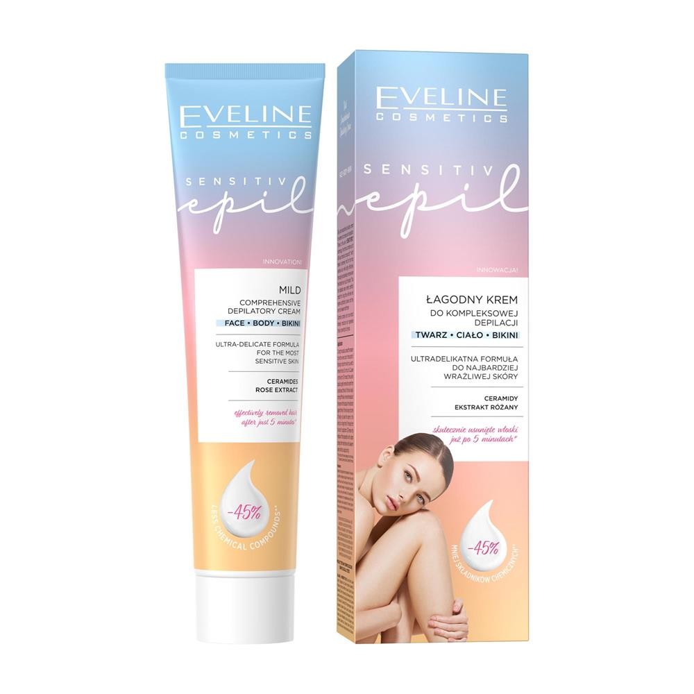 284583 EVELINE SENSITIVE EPIL KREM DO DEPILACJI 125ML TWARZ,CIAŁO,BIKINI 5903416047698