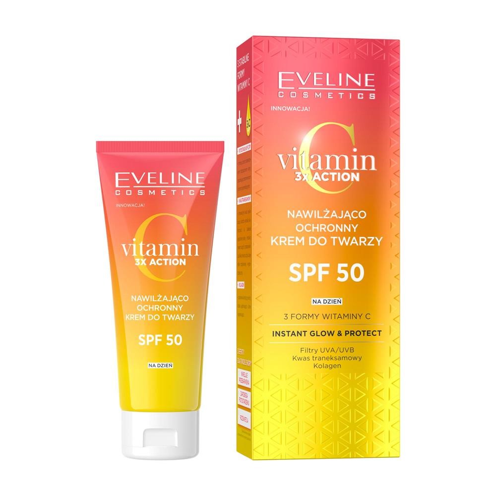284968 EVELINE VITAMIN C 3XACTION KREM DO TWARZY 30ML NAWILŻAJĄCO-OCHRONNY SPF50 5903416053378