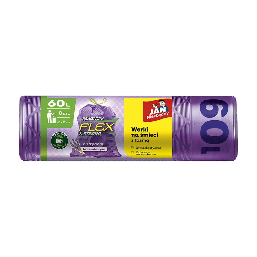 282046 JAN NIEZBĘDNY WORKI NA ŚMIECI LD MAGNUM  60L 8 SZT. TAŚMA LAWENDOWE 5900536349510