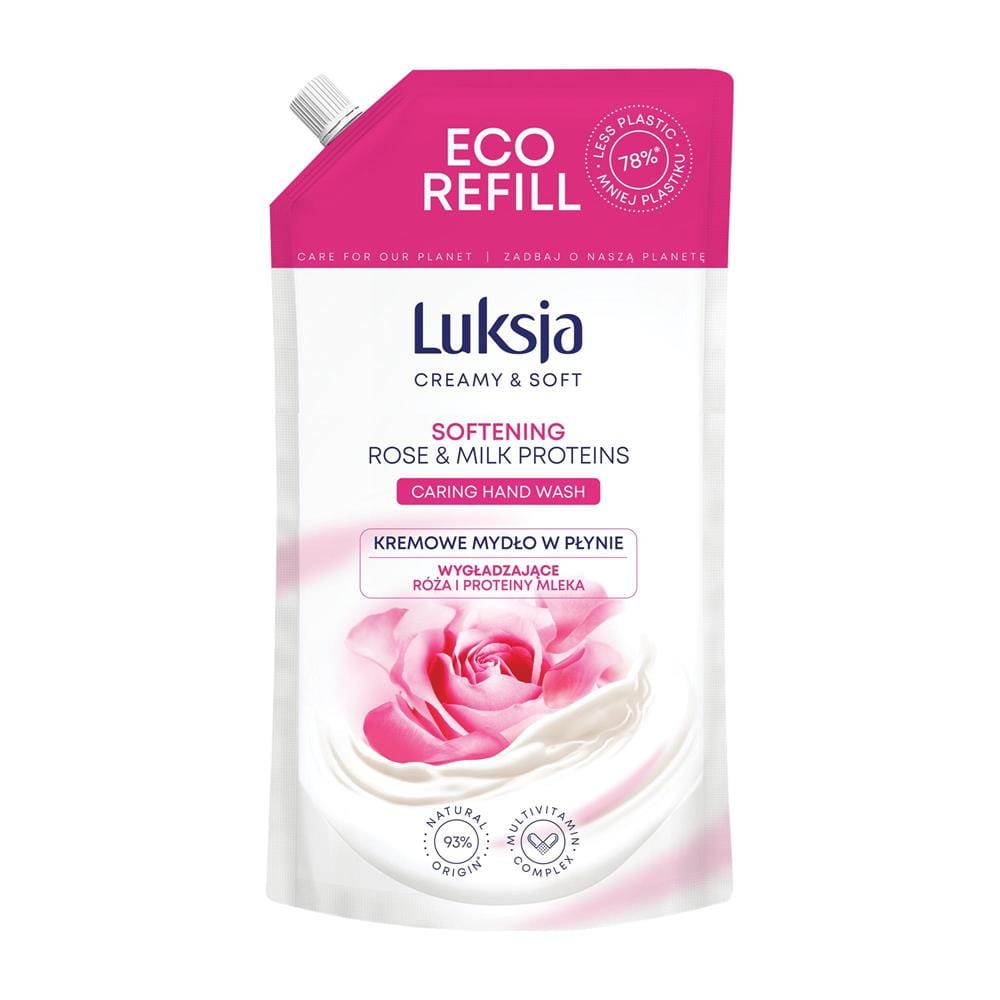 282678 LUKSJA MYDŁO W PŁYNIE ZAPAS 900ML CREAMY&amp;SOFT RÓŻA I PROTEINY MLEKA 5900536353104