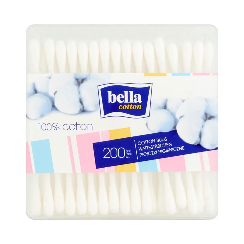258354 BELLA PATYCZKI KOSMETYCZNE W PUDEŁKU 200 SZT. KWADRAT PAPIEROWE 5900516400040