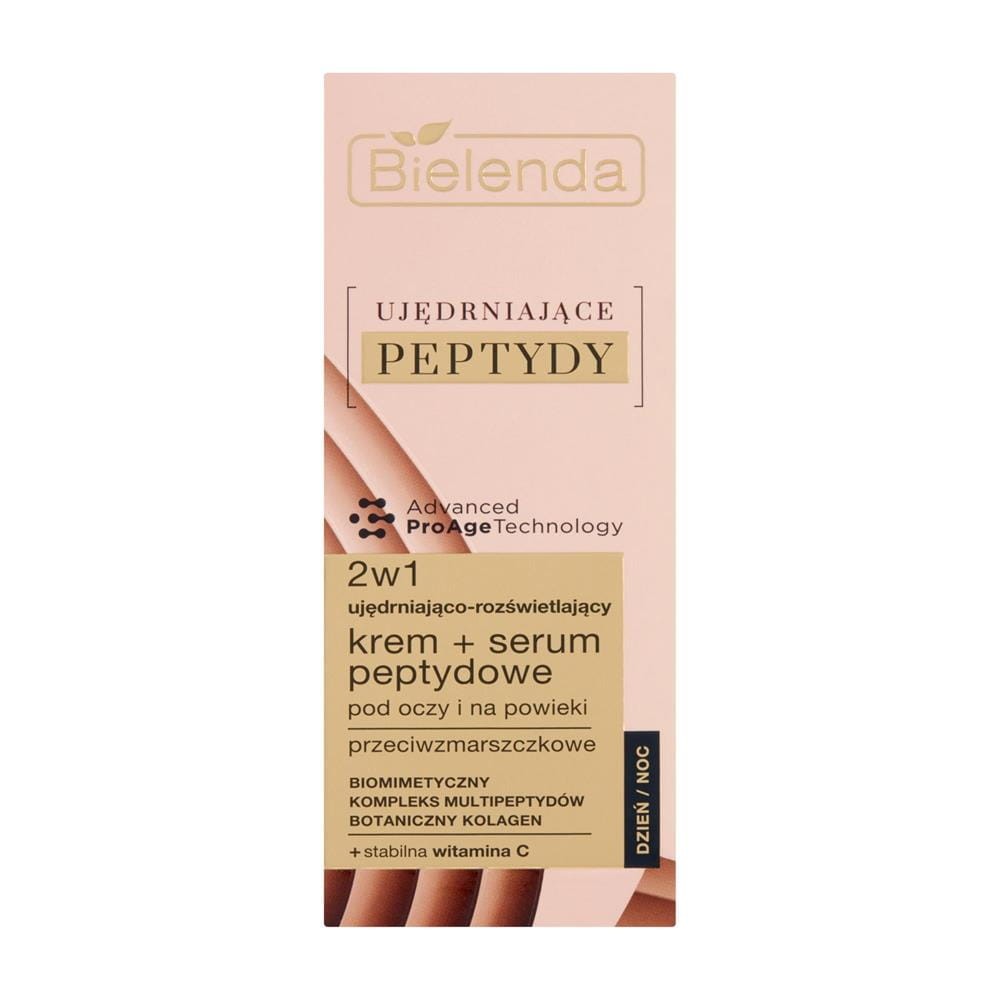 281393 BIELENDA UJĘDRNIAJĄCE PEPTYDY KREM+SERUM POD OCZY 15ML UJĘDRNIAJĄCO-ROZŚWIETLAJĄCY 5902169051778