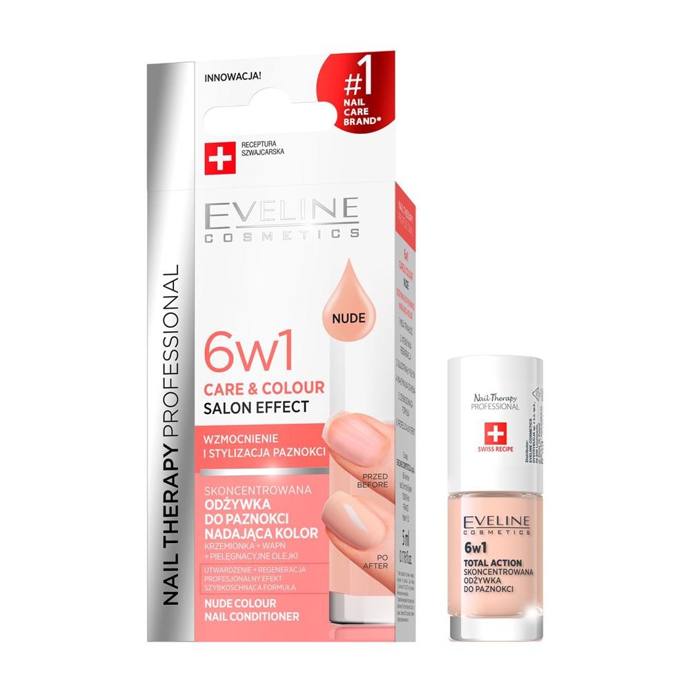 261403 EVELINE NAIL THERAPY ODŻYWKA DO PAZNOKCI 6W1 CARE &amp; COLOUR NUDE 5903416027492
