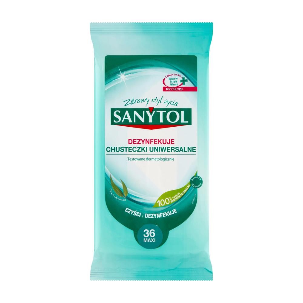 289831 SANYTOL DEZYNFEKCJA CHUSTECZKI NAWILŻANE DO CZYSZCZENIA UNIWERSALNE 72 SZT. 3045206312257