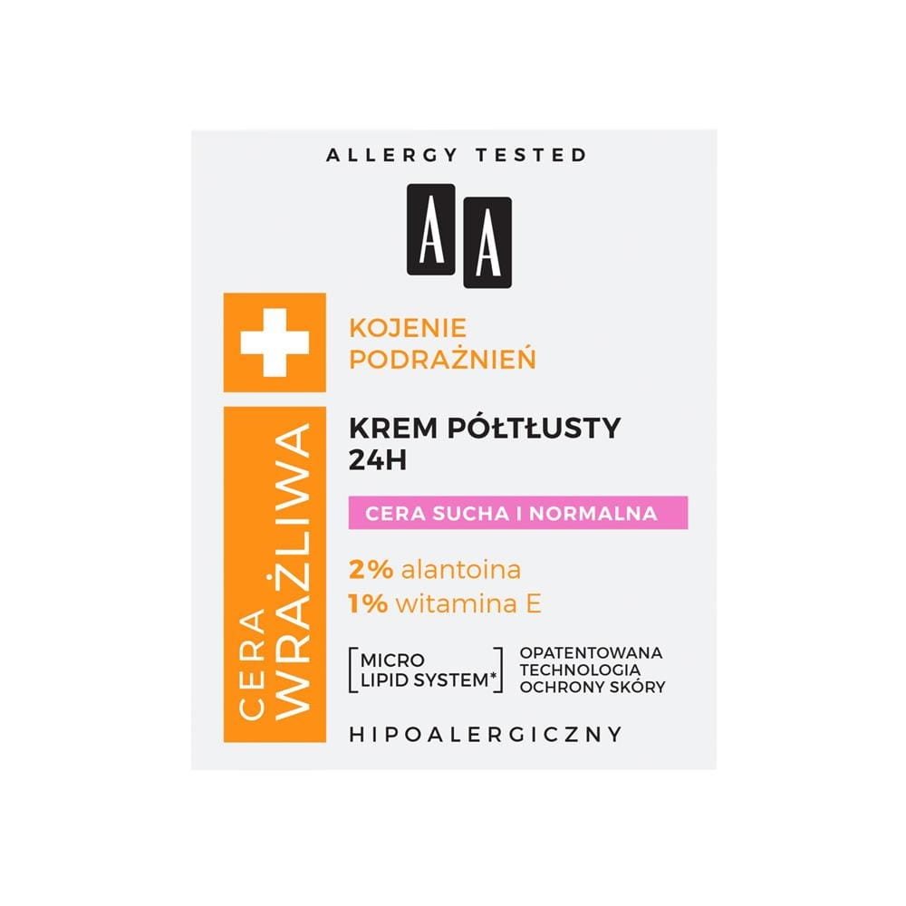 269629 AA CERA WRAŻLIWA KREM DO TWARZY 50ML 24H PÓŁTŁUSTY CERA SUCHA I NORMALNA 5900116084183