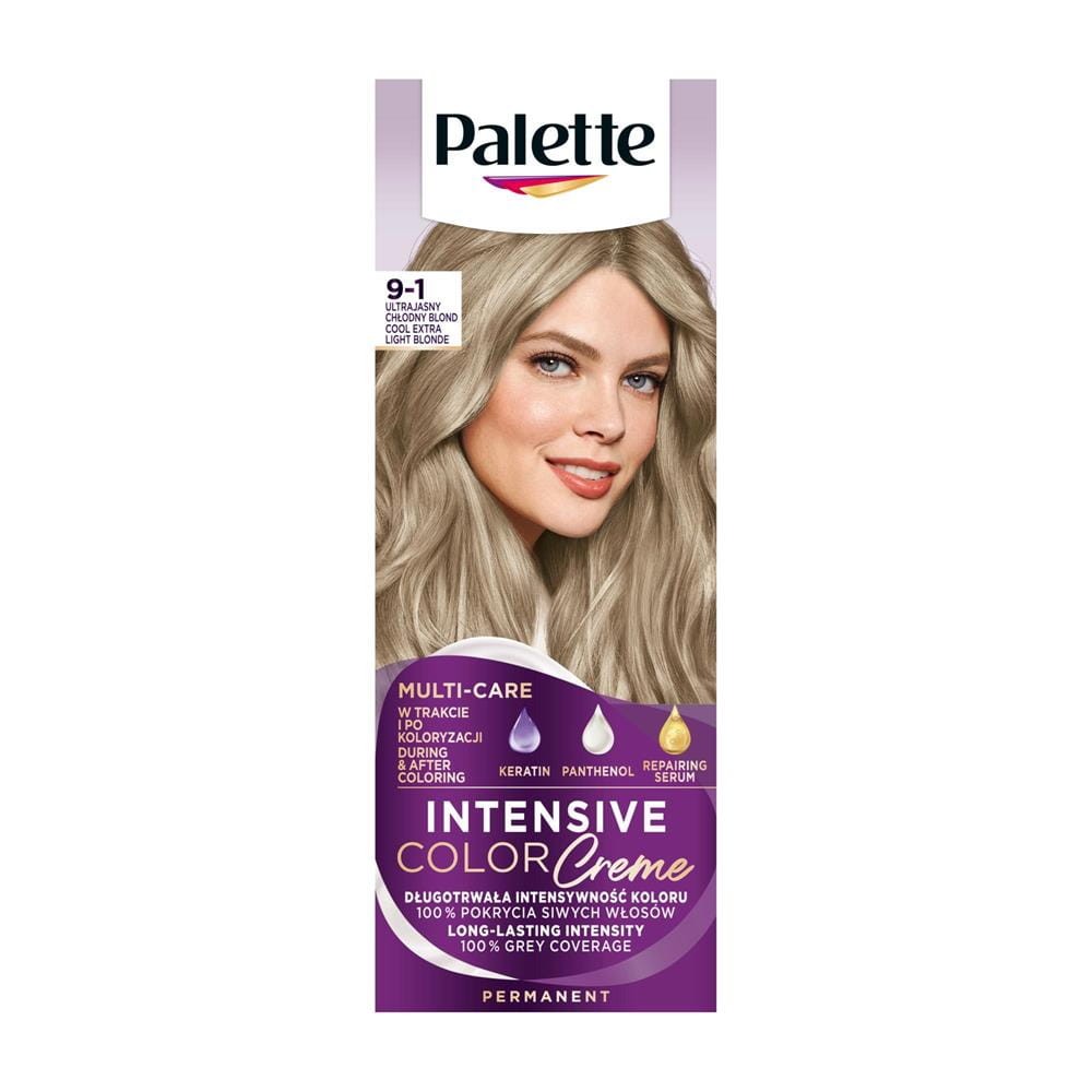 283878 PALETTE INTENSIVE COLOR CREME FARBA KOL 9-1 ULTRAJASNY CHŁODNY BLOND/COOL EXT LIGHT BLOND 9000101704112