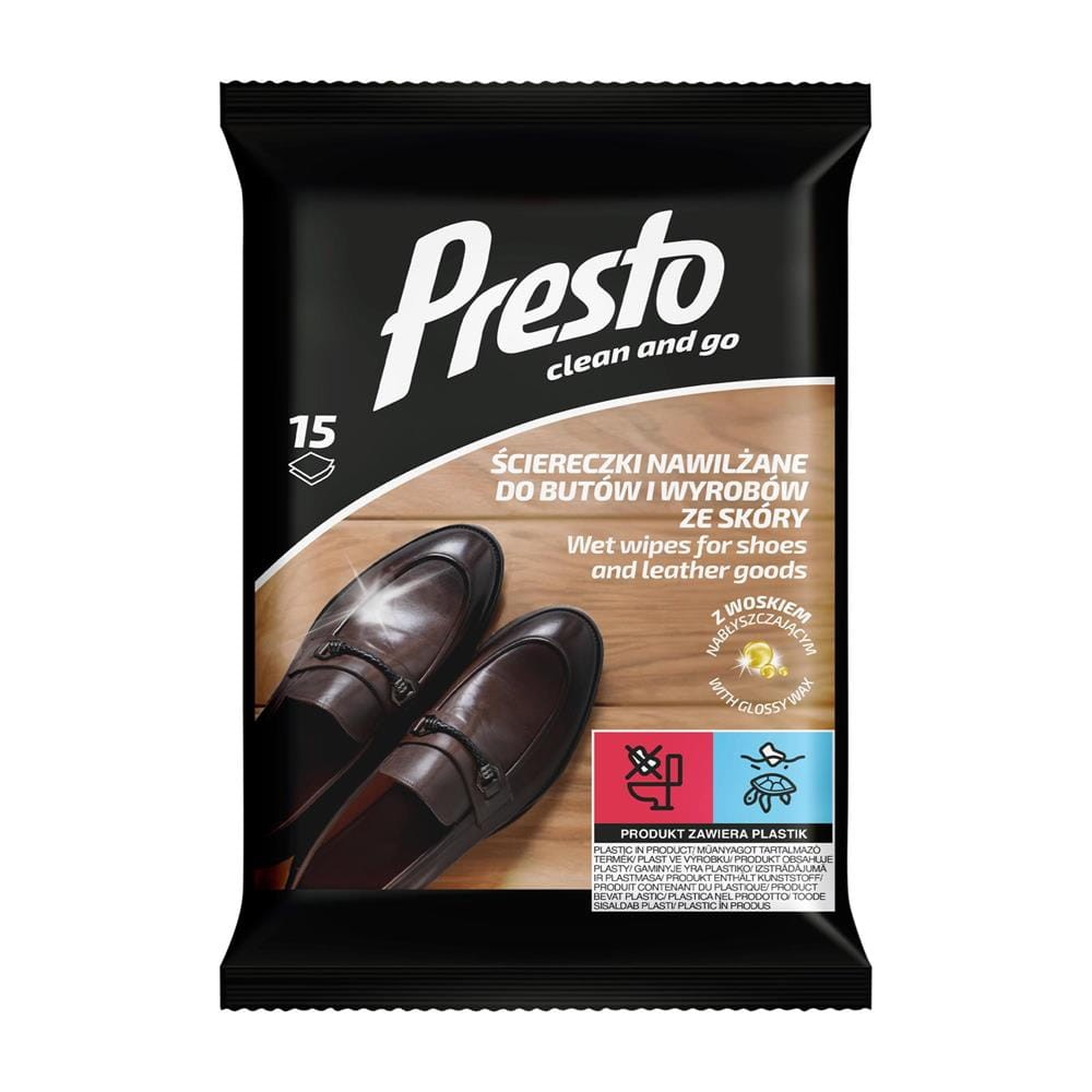 291473 PRESTO ŚCIERECZKI NAWILŻANE BUTY I WYROBY ZE SKÓRY 15 SZT. 5900095036043