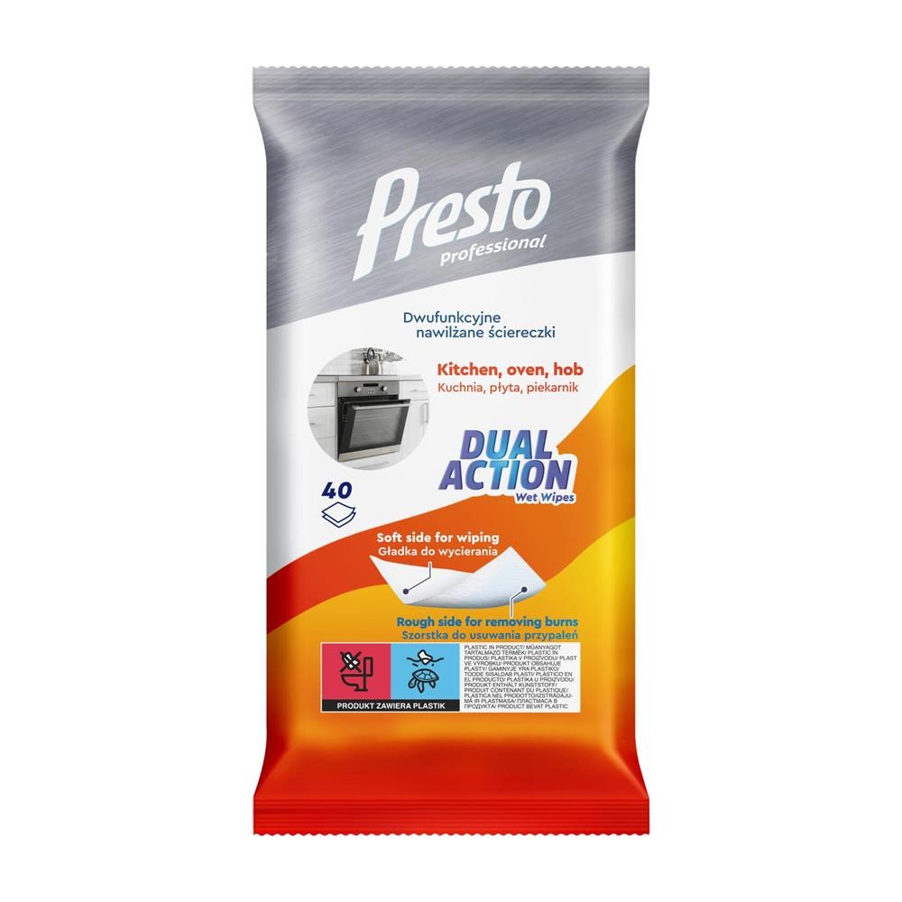 291475 PRESTO ŚCIERECZKI NAWILŻANE DUAL ACTION KUCHNIA,PŁYTA,PIEKARNIK 40 SZT. 5900095034926