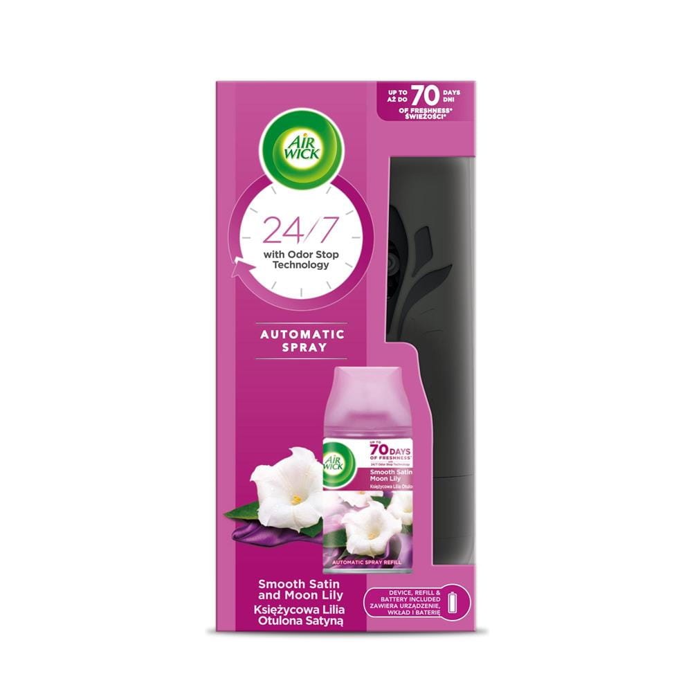 281009 AIR WICK ODŚWIEŻACZ POWIETRZA FRESHMATIC KOMPLET KSIĘZYCOWA LILIA OTULONA SATYNĄ/SMOOTH SATIN 5900627076196