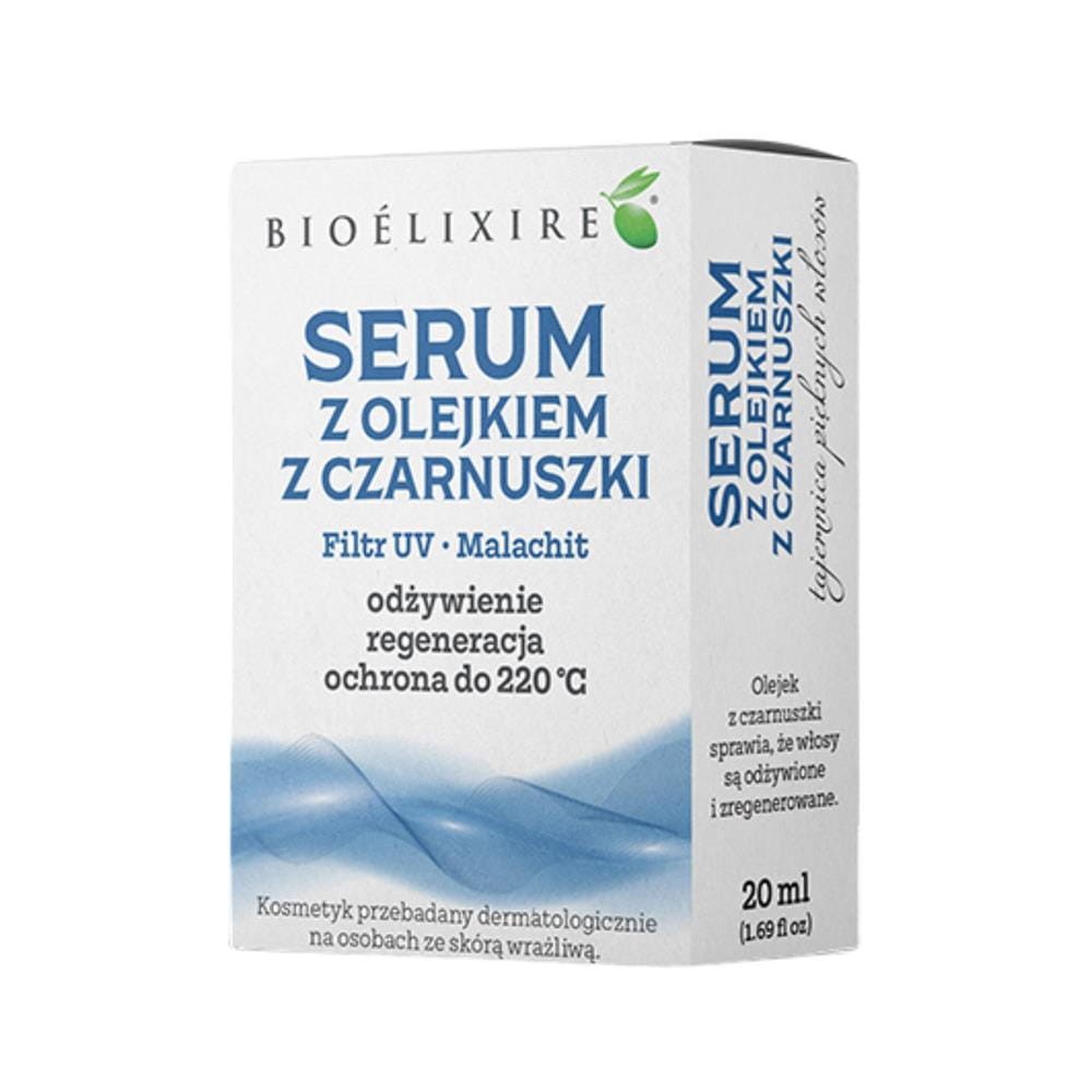 BIOELIXIRE SERUM DO WŁOSÓW Z OLEJKIEM Z CZARNUSZKI 20ML FILTR UV+MALACHIT ODŻYWIENIE, REGENERACJA, NAWILŻENIE  5903829094258