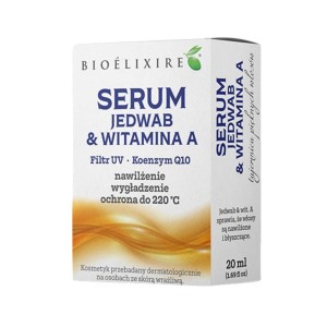 BIOELIXIRE SERUM DO WŁOSÓW Z JEDWABIEM 20ML WITAMINA A, FILTR UV+Q10 WZMOCNIENIE, ELASTYCZNOŚĆ, NAWILŻENIE 5903829094234