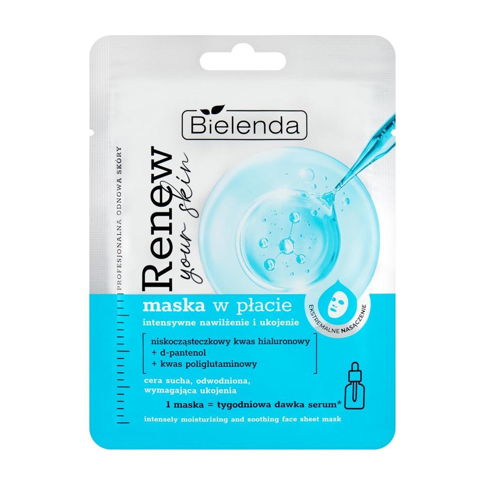 296250 BIELENDA RENEW YOUR SKIN MASECZKA DO TWARZY W PŁACIE INTENSYWNE NAWILŻENIE I UKOJENIE 5902169054724